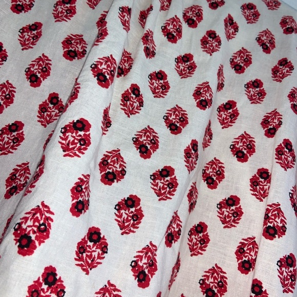 Boho Floral Eyelet Linen Tie Sleeve Blouse - Picture 6 of 11